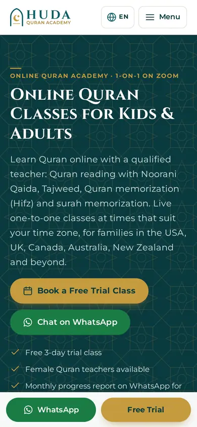 Huda Quran Academy — mobile